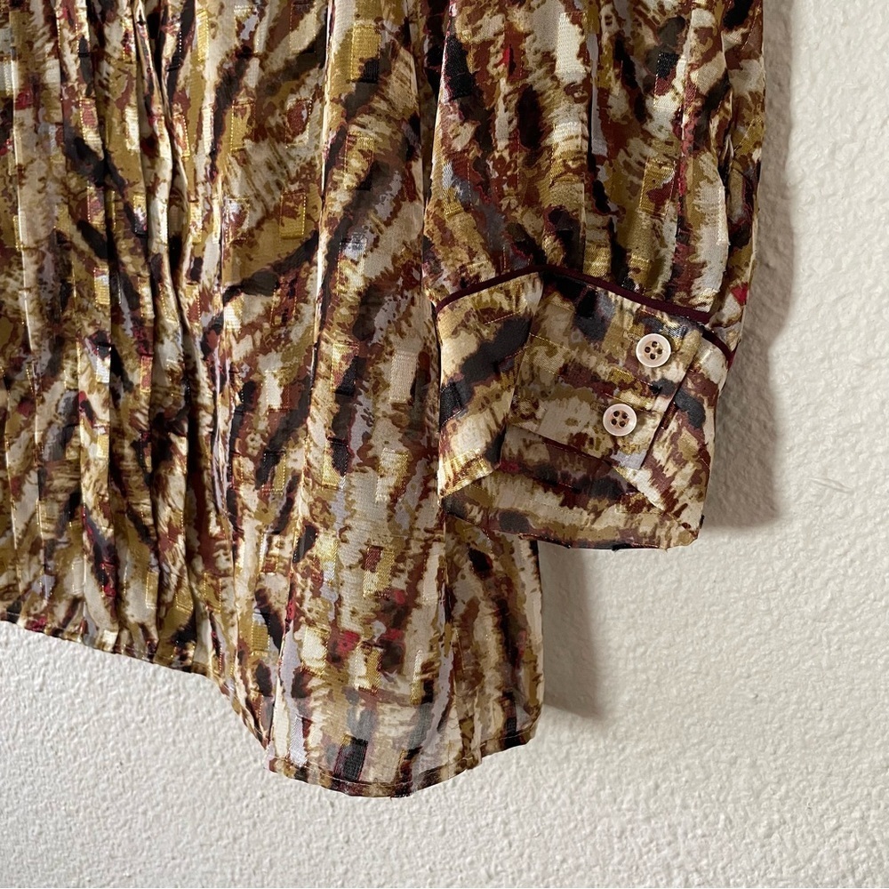 Elegant Antonio Melani Blouse Women’s Medium Multicolored Sheer Tie Front Classy - Picture 6 of 16
